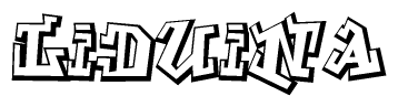 The clipart image features a stylized text in a graffiti font that reads Liduina.