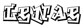 The clipart image depicts the word Lenae in a style reminiscent of graffiti. The letters are drawn in a bold, block-like script with sharp angles and a three-dimensional appearance.