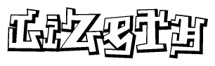 The clipart image features a stylized text in a graffiti font that reads Lizeth.