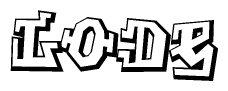 The clipart image depicts the word Lode in a style reminiscent of graffiti. The letters are drawn in a bold, block-like script with sharp angles and a three-dimensional appearance.