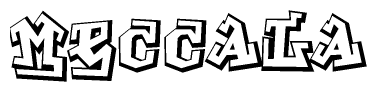 The clipart image features a stylized text in a graffiti font that reads Meccala.