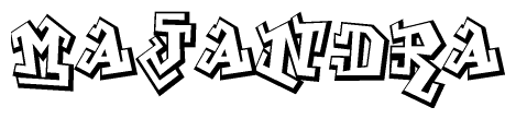 The clipart image depicts the word Majandra in a style reminiscent of graffiti. The letters are drawn in a bold, block-like script with sharp angles and a three-dimensional appearance.