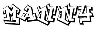 The clipart image features a stylized text in a graffiti font that reads Manny.