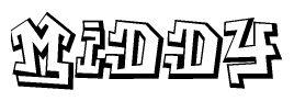 The clipart image features a stylized text in a graffiti font that reads Middy.