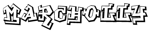 The clipart image features a stylized text in a graffiti font that reads Marcholly.