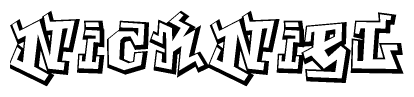 The clipart image features a stylized text in a graffiti font that reads Nickniel.