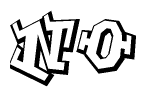 The clipart image depicts the word No in a style reminiscent of graffiti. The letters are drawn in a bold, block-like script with sharp angles and a three-dimensional appearance.