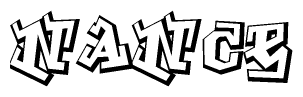 The clipart image depicts the word Nance in a style reminiscent of graffiti. The letters are drawn in a bold, block-like script with sharp angles and a three-dimensional appearance.