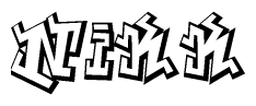 The clipart image features a stylized text in a graffiti font that reads Nikk.