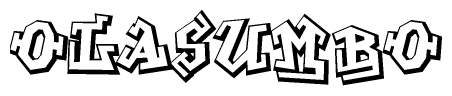 The clipart image depicts the word Olasumbo in a style reminiscent of graffiti. The letters are drawn in a bold, block-like script with sharp angles and a three-dimensional appearance.