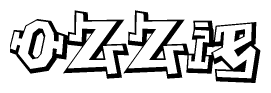 The clipart image depicts the word Ozzie in a style reminiscent of graffiti. The letters are drawn in a bold, block-like script with sharp angles and a three-dimensional appearance.