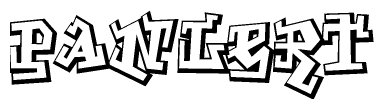 The clipart image depicts the word Panlert in a style reminiscent of graffiti. The letters are drawn in a bold, block-like script with sharp angles and a three-dimensional appearance.