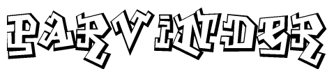 The clipart image features a stylized text in a graffiti font that reads Parvinder.