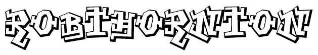 The clipart image depicts the word Robthornton in a style reminiscent of graffiti. The letters are drawn in a bold, block-like script with sharp angles and a three-dimensional appearance.