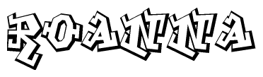 The image is a stylized representation of the letters Roanna designed to mimic the look of graffiti text. The letters are bold and have a three-dimensional appearance, with emphasis on angles and shadowing effects.