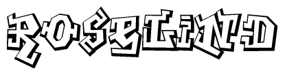 The clipart image features a stylized text in a graffiti font that reads Roselind.