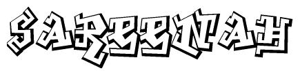 The clipart image depicts the word Sareenah in a style reminiscent of graffiti. The letters are drawn in a bold, block-like script with sharp angles and a three-dimensional appearance.