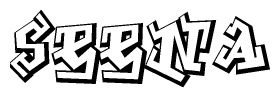 The clipart image depicts the word Seena in a style reminiscent of graffiti. The letters are drawn in a bold, block-like script with sharp angles and a three-dimensional appearance.