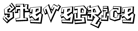 The clipart image depicts the word Steveprice in a style reminiscent of graffiti. The letters are drawn in a bold, block-like script with sharp angles and a three-dimensional appearance.