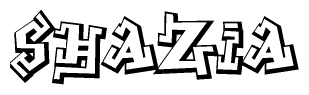 The clipart image features a stylized text in a graffiti font that reads Shazia.