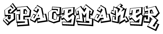 The clipart image depicts the word Spacemaker in a style reminiscent of graffiti. The letters are drawn in a bold, block-like script with sharp angles and a three-dimensional appearance.