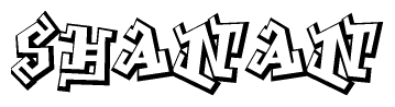 The clipart image features a stylized text in a graffiti font that reads Shanan.