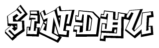 The clipart image features a stylized text in a graffiti font that reads Sindhu.