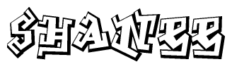 The clipart image depicts the word Shanee in a style reminiscent of graffiti. The letters are drawn in a bold, block-like script with sharp angles and a three-dimensional appearance.