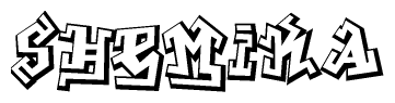 The clipart image depicts the word Shemika in a style reminiscent of graffiti. The letters are drawn in a bold, block-like script with sharp angles and a three-dimensional appearance.