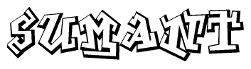The clipart image depicts the word Sumant in a style reminiscent of graffiti. The letters are drawn in a bold, block-like script with sharp angles and a three-dimensional appearance.