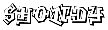 The clipart image features a stylized text in a graffiti font that reads Shondy.
