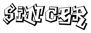 The image is a stylized representation of the letters Sincer designed to mimic the look of graffiti text. The letters are bold and have a three-dimensional appearance, with emphasis on angles and shadowing effects.