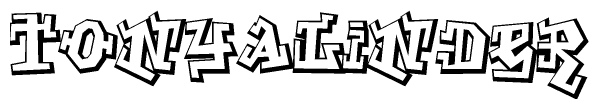 The clipart image features a stylized text in a graffiti font that reads Tonyalinder.