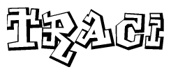The clipart image depicts the word Traci in a style reminiscent of graffiti. The letters are drawn in a bold, block-like script with sharp angles and a three-dimensional appearance.