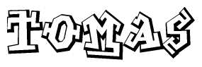 The clipart image depicts the word Tomas in a style reminiscent of graffiti. The letters are drawn in a bold, block-like script with sharp angles and a three-dimensional appearance.
