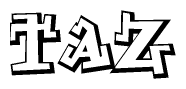The clipart image features a stylized text in a graffiti font that reads Taz.