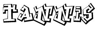 The image is a stylized representation of the letters Tannis designed to mimic the look of graffiti text. The letters are bold and have a three-dimensional appearance, with emphasis on angles and shadowing effects.
