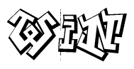 The clipart image depicts the word Win in a style reminiscent of graffiti. The letters are drawn in a bold, block-like script with sharp angles and a three-dimensional appearance.
