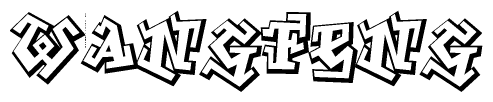 The clipart image depicts the word Wangfeng in a style reminiscent of graffiti. The letters are drawn in a bold, block-like script with sharp angles and a three-dimensional appearance.