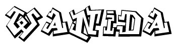 The clipart image features a stylized text in a graffiti font that reads Wanida.