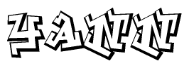 The clipart image depicts the word Yann in a style reminiscent of graffiti. The letters are drawn in a bold, block-like script with sharp angles and a three-dimensional appearance.
