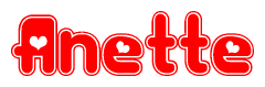 The image displays the word Anette written in a stylized red font with hearts inside the letters.