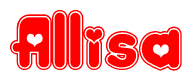 The image displays the word Allisa written in a stylized red font with hearts inside the letters.