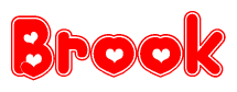 Red and White Brook Word with Heart Design