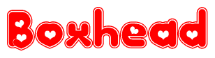 The image displays the word Boxhead written in a stylized red font with hearts inside the letters.
