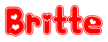 Red and White Britte Word with Heart Design