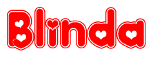 The image displays the word Blinda written in a stylized red font with hearts inside the letters.