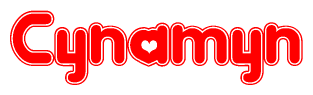 The image displays the word Cynamyn written in a stylized red font with hearts inside the letters.