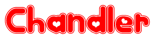 The image displays the word Chandler written in a stylized red font with hearts inside the letters.