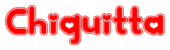 The image displays the word Chiquitta written in a stylized red font with hearts inside the letters.